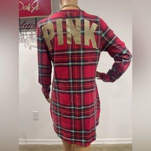 New! Victoria’s Secret Pink Holiday Sleep Shirt Dress, Size Medium